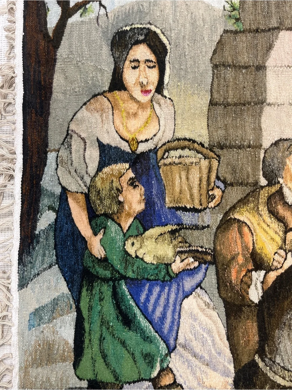 Handwoven Nativity Scene Tapestry Wall Hanging in Multi-Color
